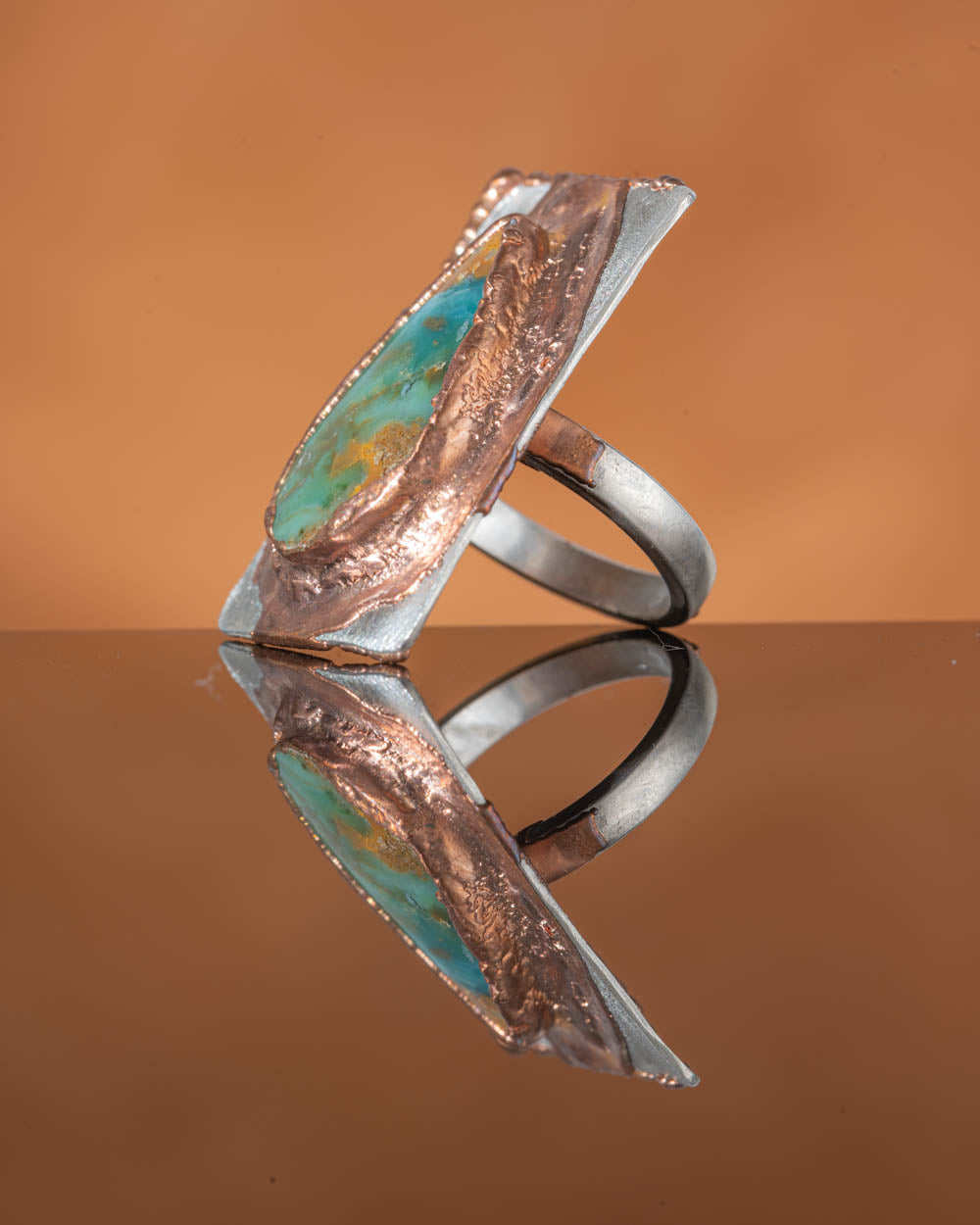 Opal Wood Statement Ring size 7