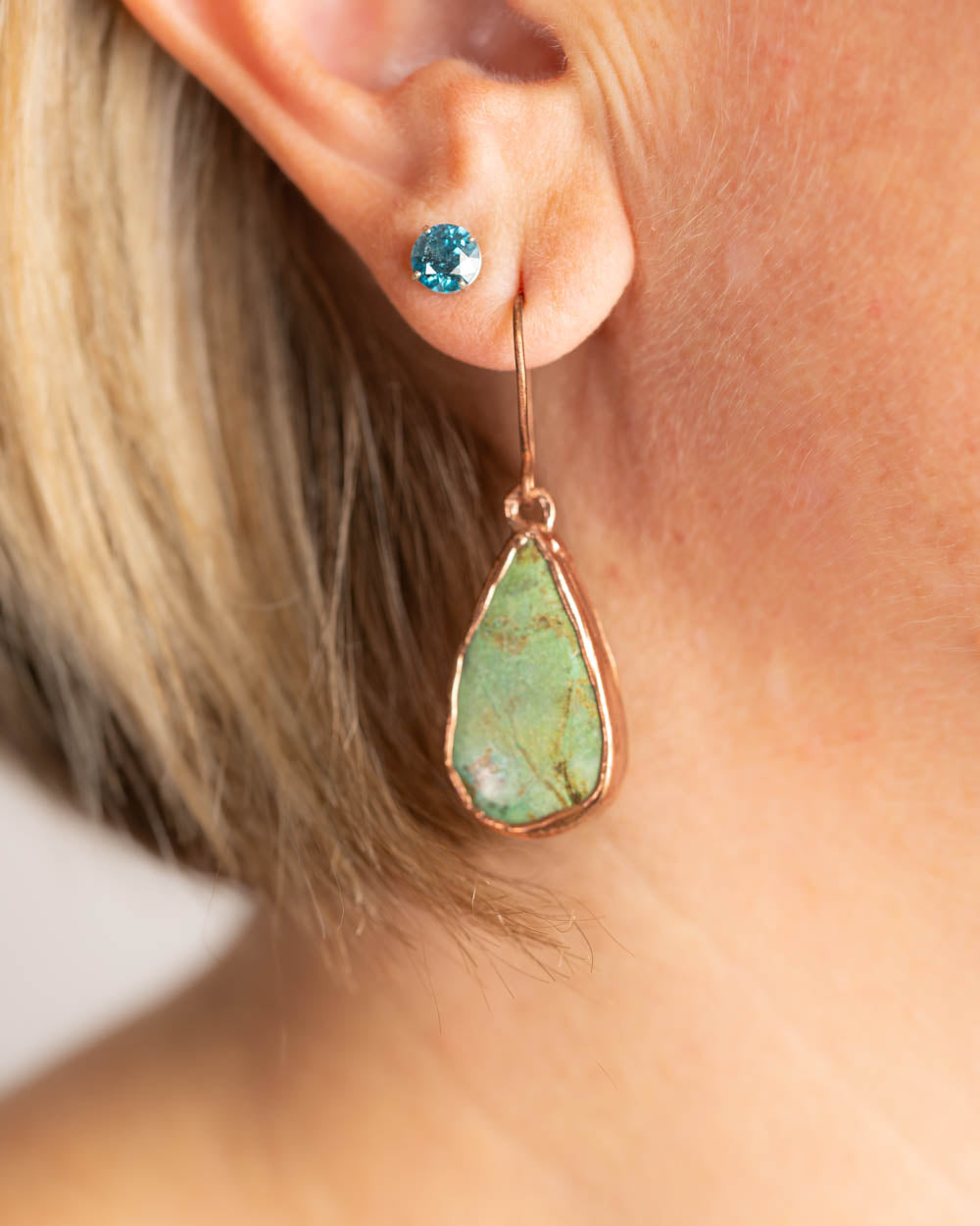 Teardrop Green Turquoise Earrings