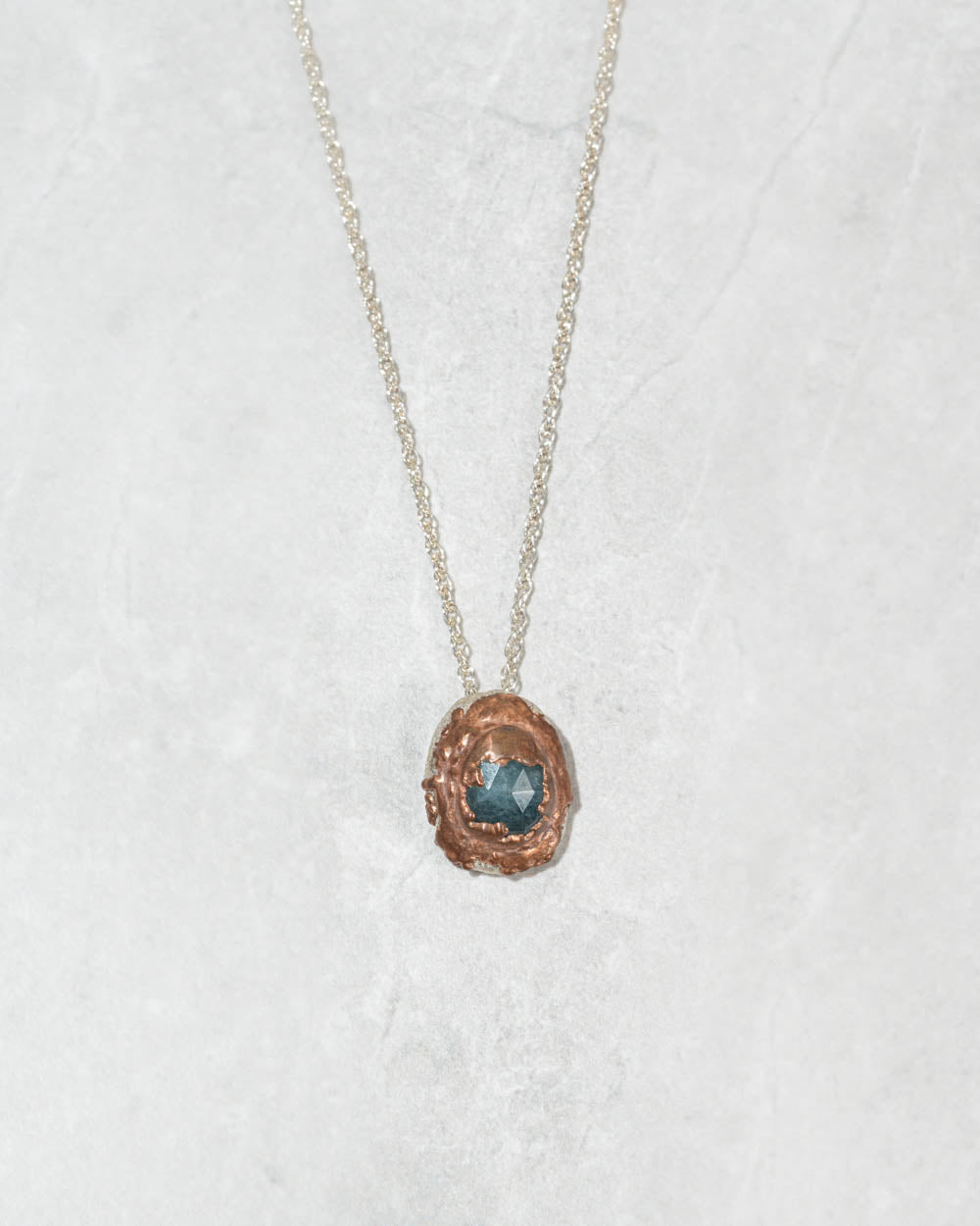 Grandidiertite Stone Necklace — Recycled Silver & Copper