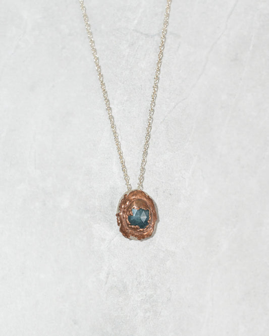 Grandidiertite Stone Necklace with Recycled Silver and Copper