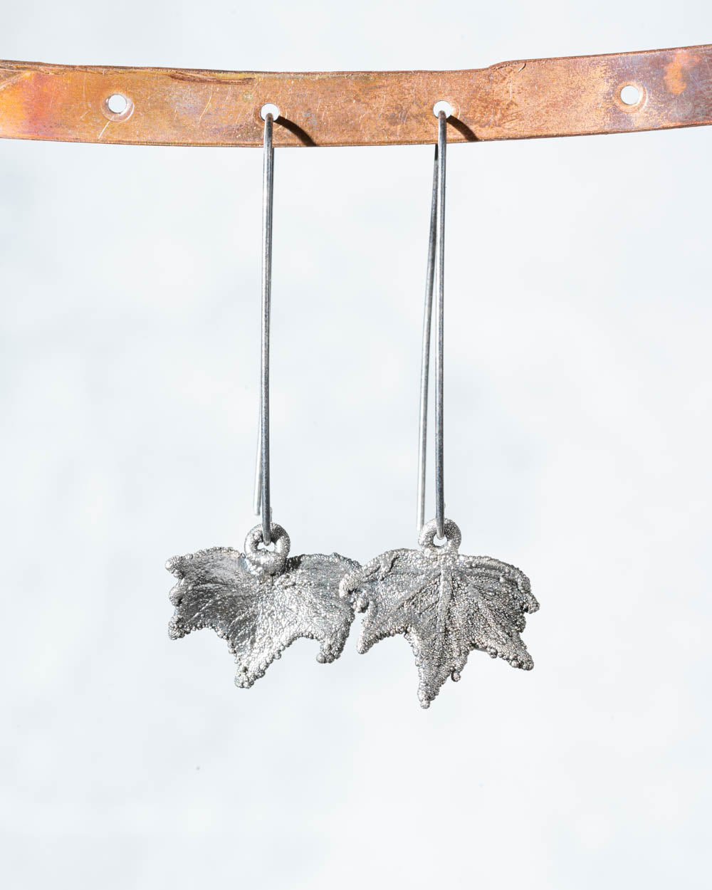 Tiny Silver Maple Leaf Earrings