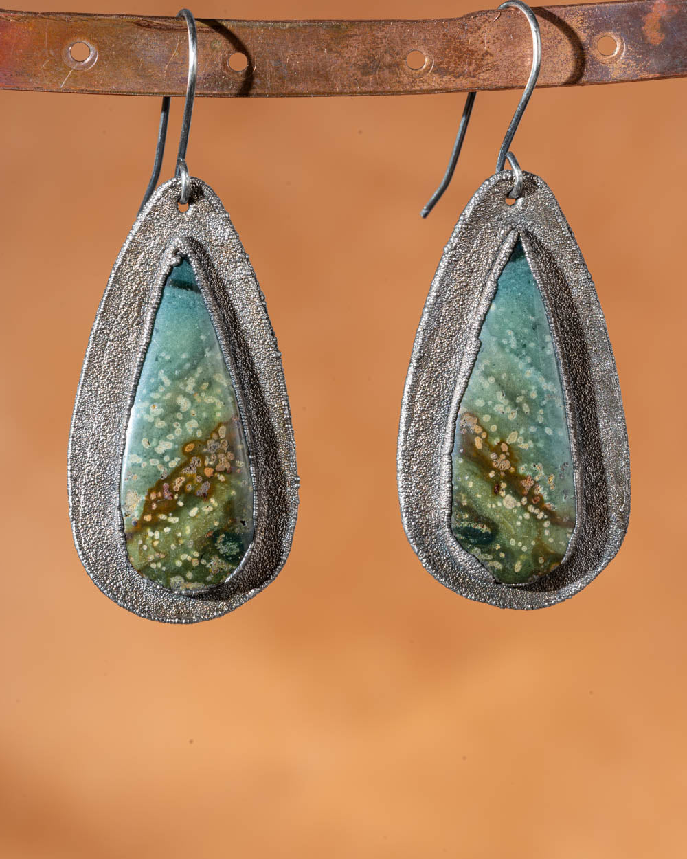 Boho Silver Jasper Earrings