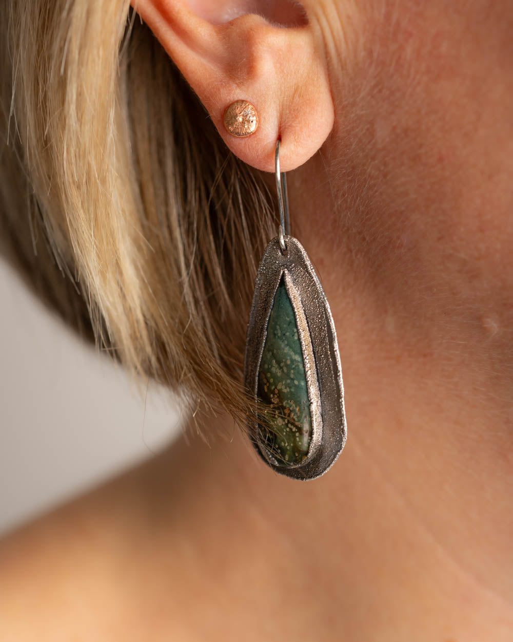 Boho Silver Jasper Earrings