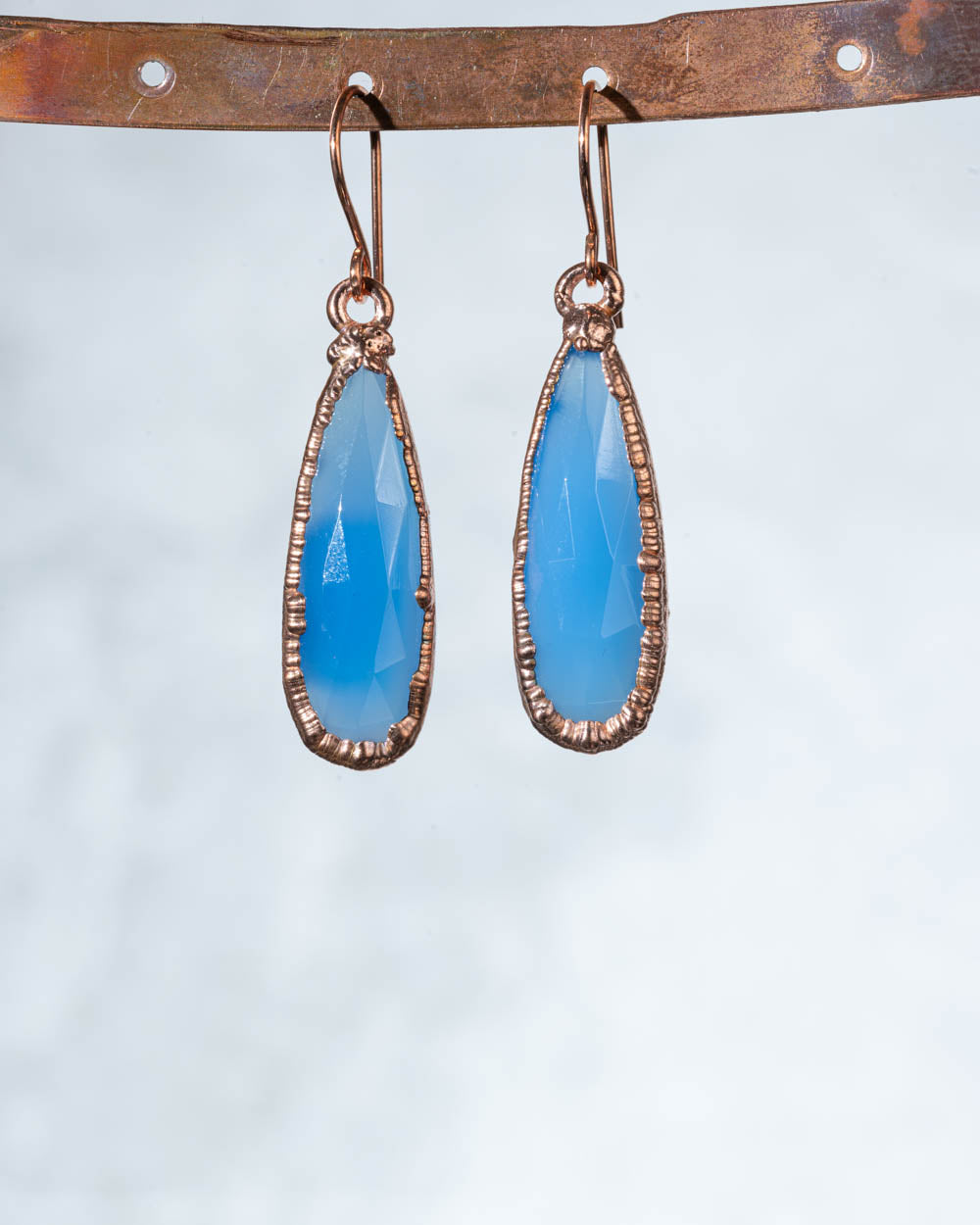 Blue Chalcedony Teardrop Dangle Earrings