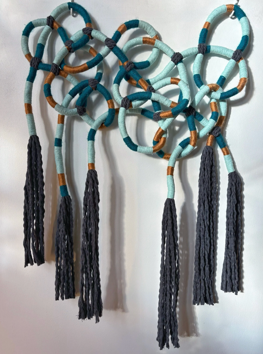 Nautical Twilight Wall Sculpture — Hand-Wrapped Cotton Cord | Coastal Statement Art