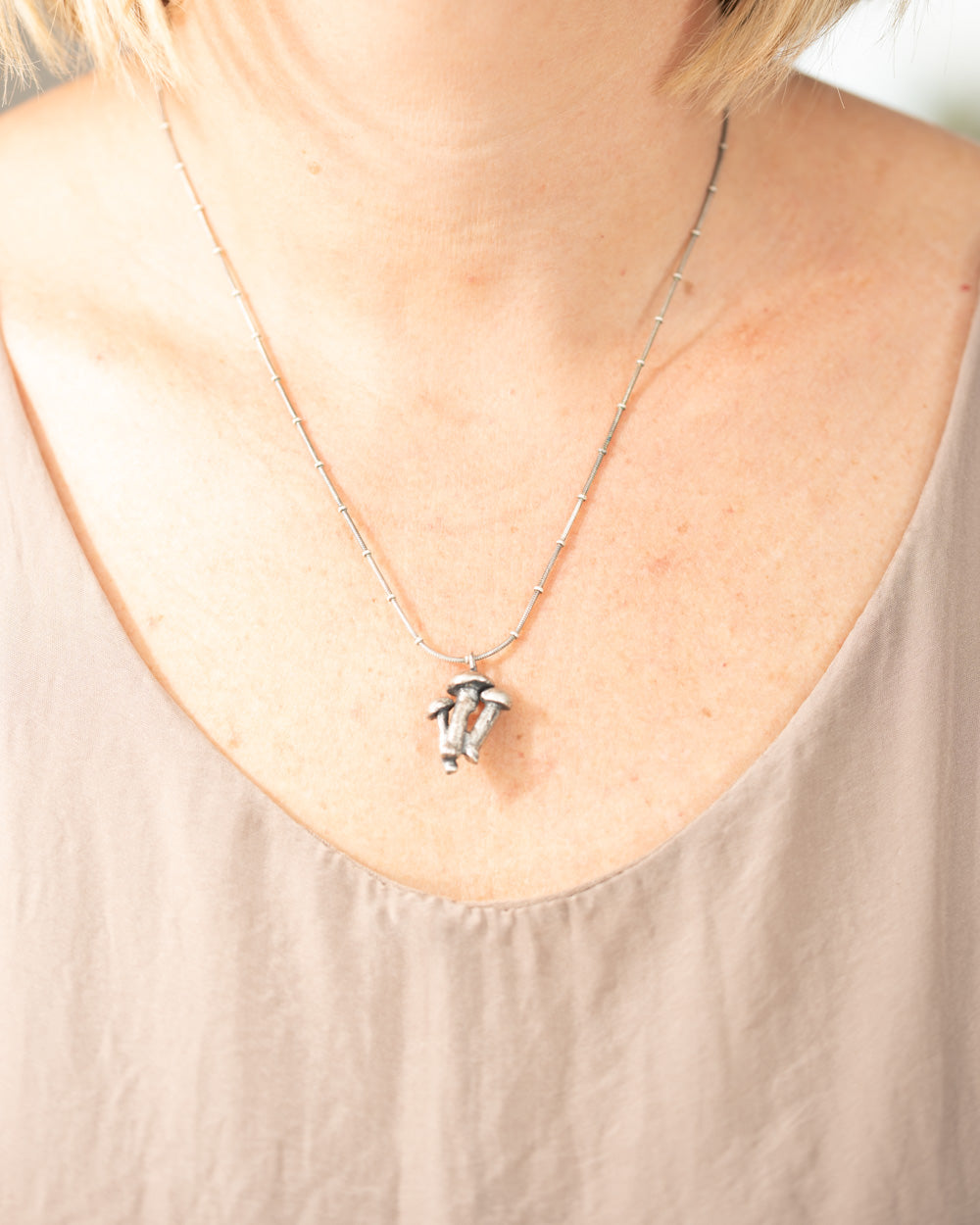Silver Mushroom Necklace