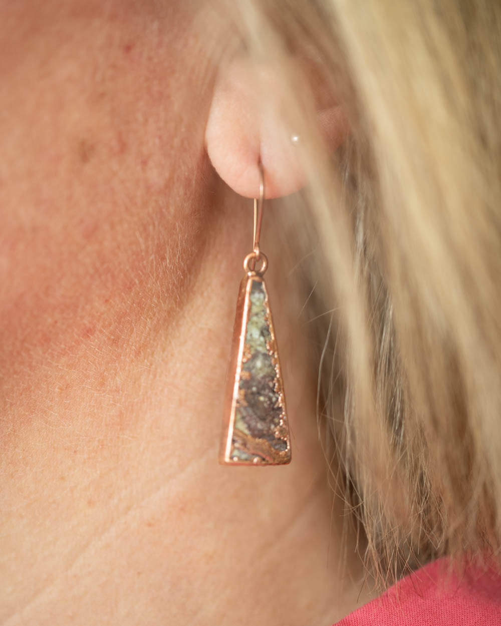 Amazing Moss Agate Stone Earrings in Copper