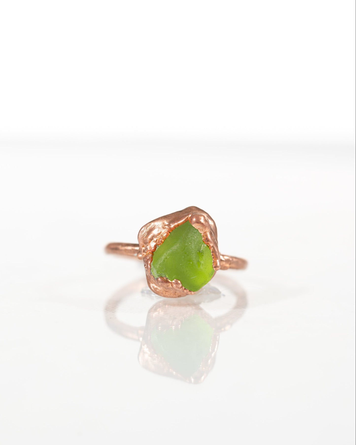 Chartreuse Green Sea Glass Ring sz 7.5
