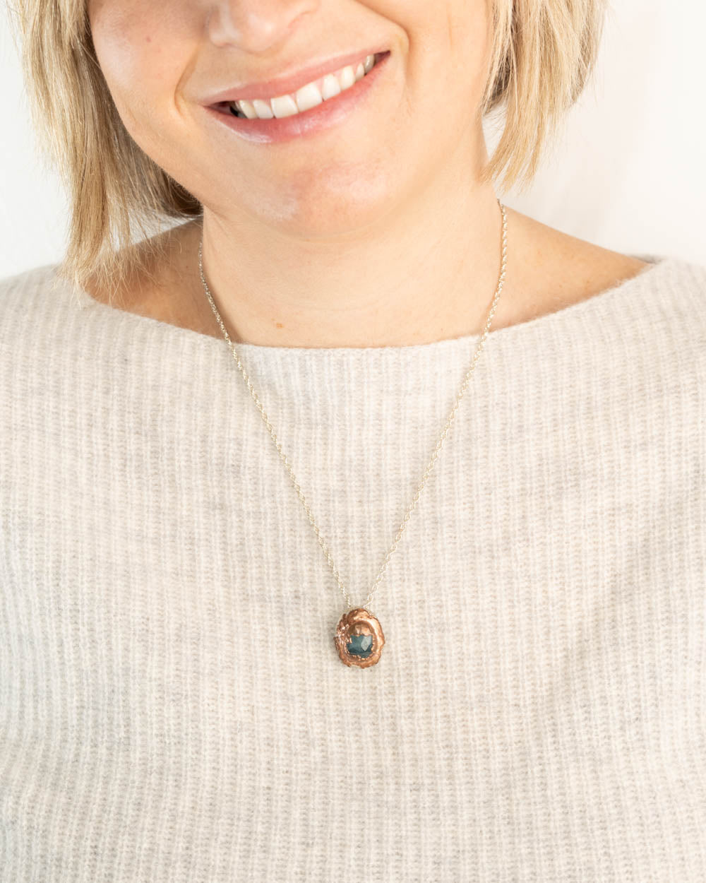 Grandidiertite Stone Necklace — Recycled Silver & Copper
