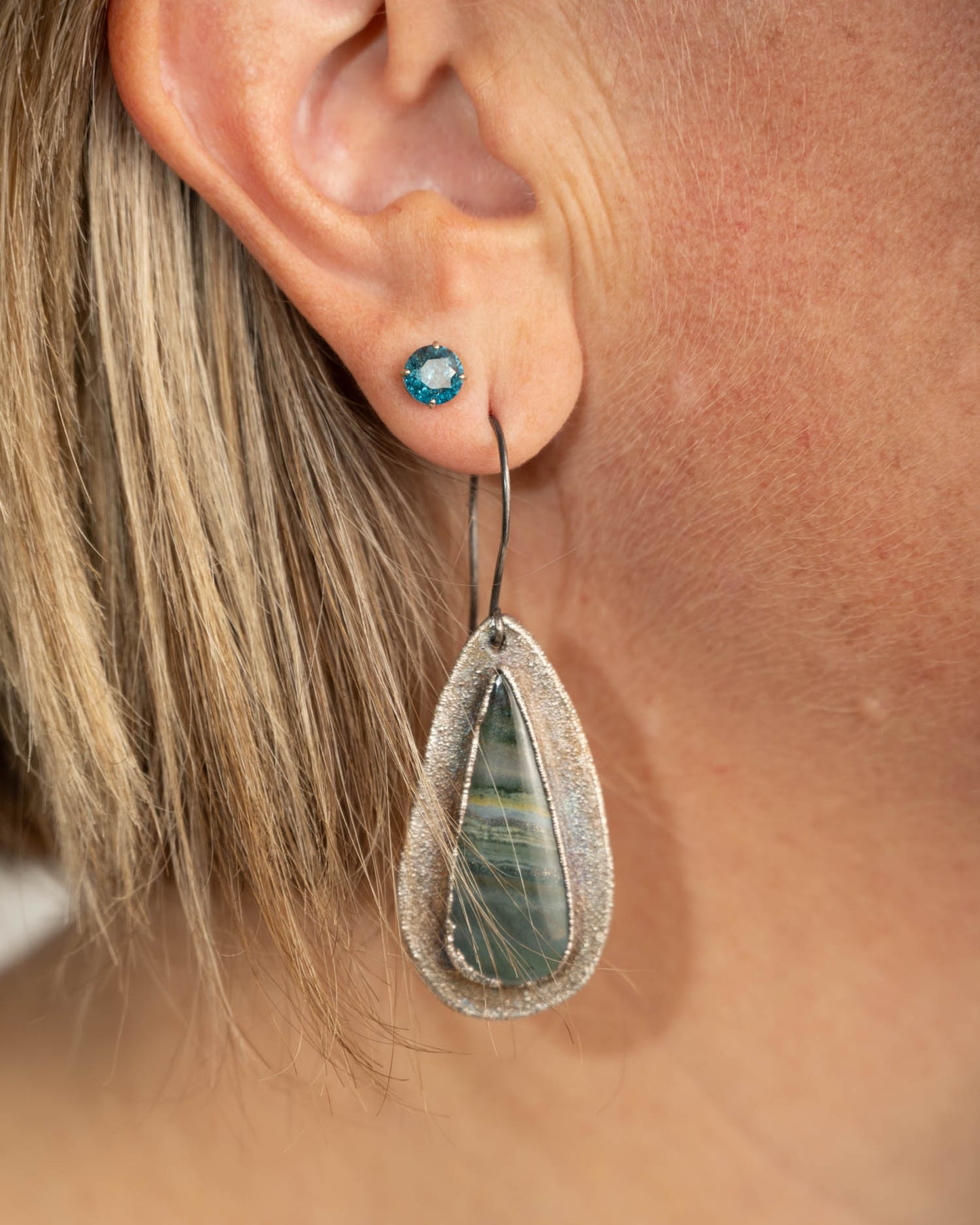Green Bamboo Jasper Earrings