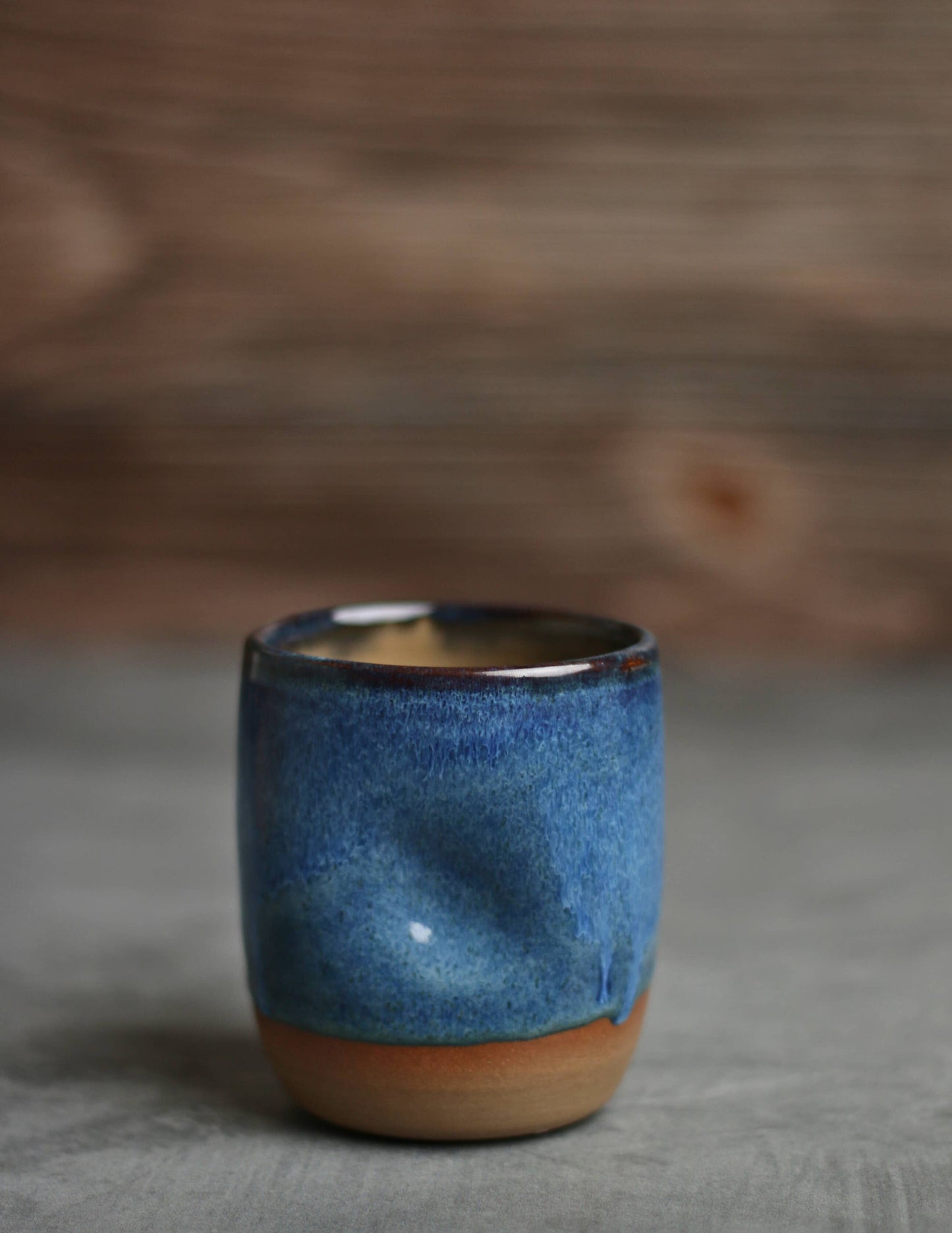 Handmade Ceramic Thumb Cup - Blue