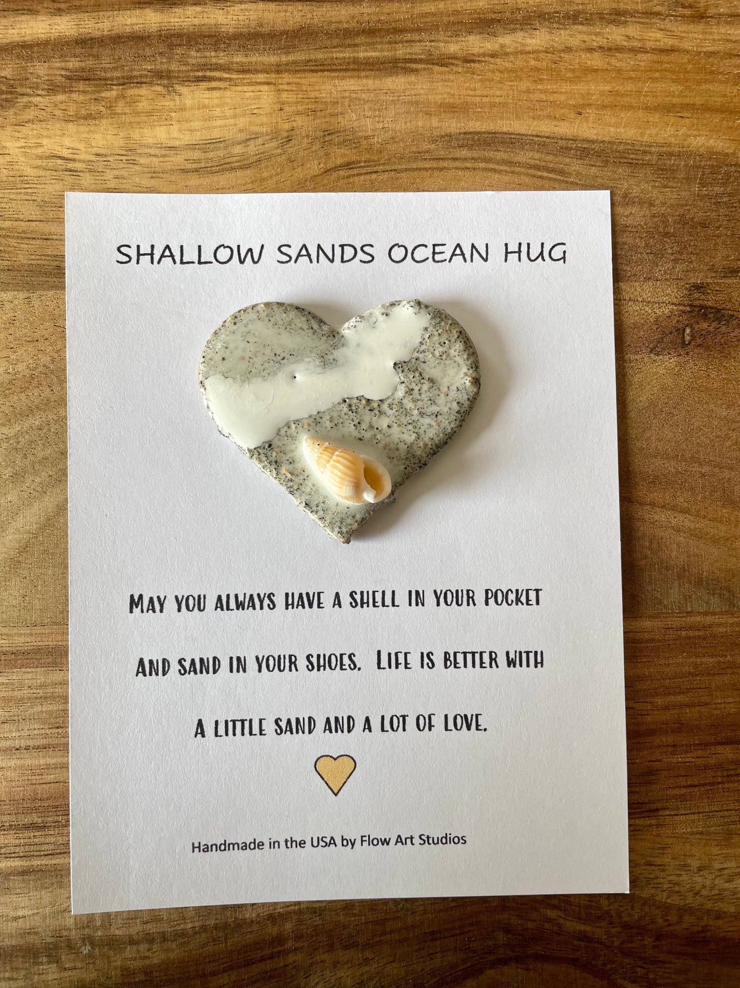 Shallow Sands Ocean Hug Card -  Handmade Resin Heart