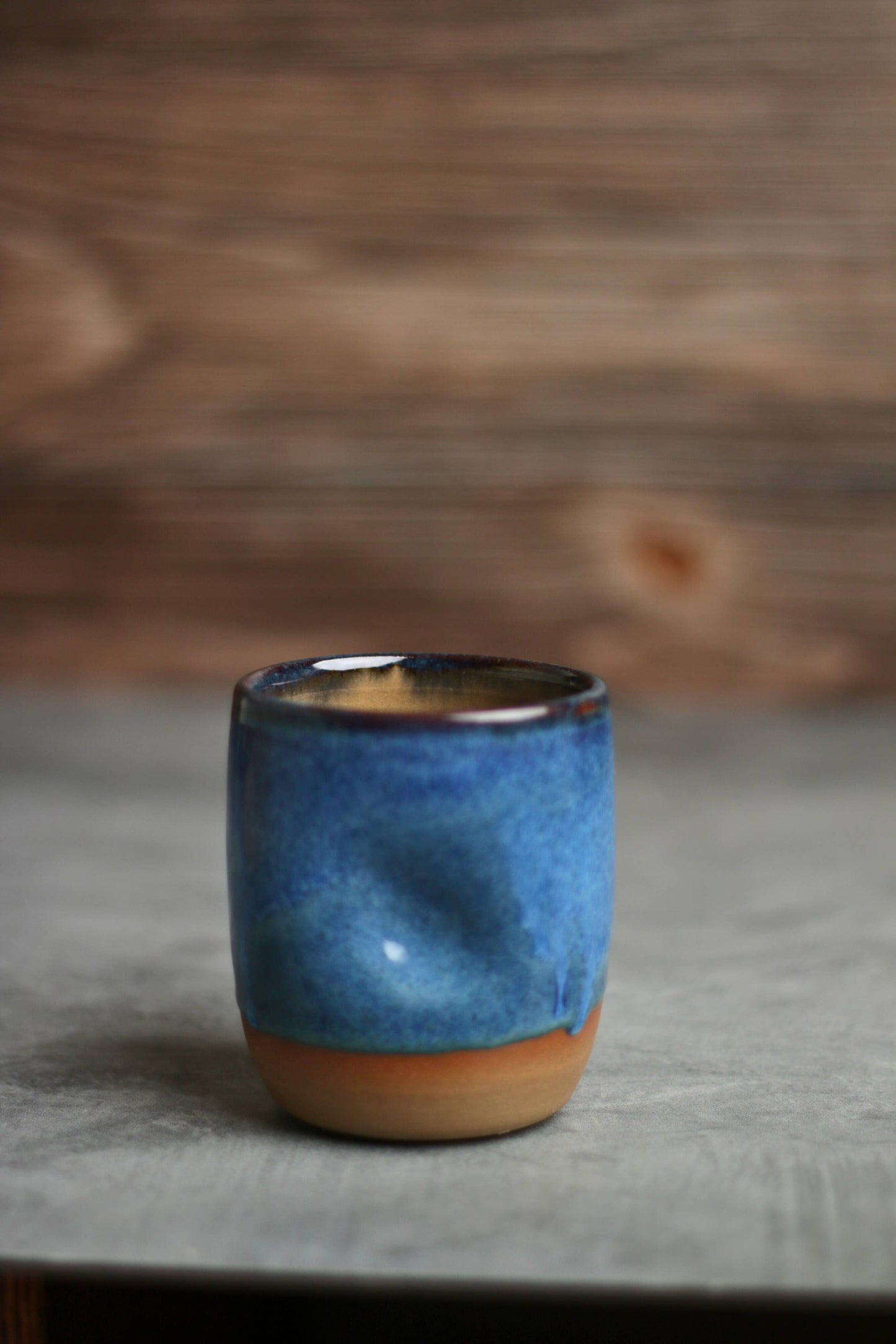 Handmade Ceramic Thumb Cup - Blue