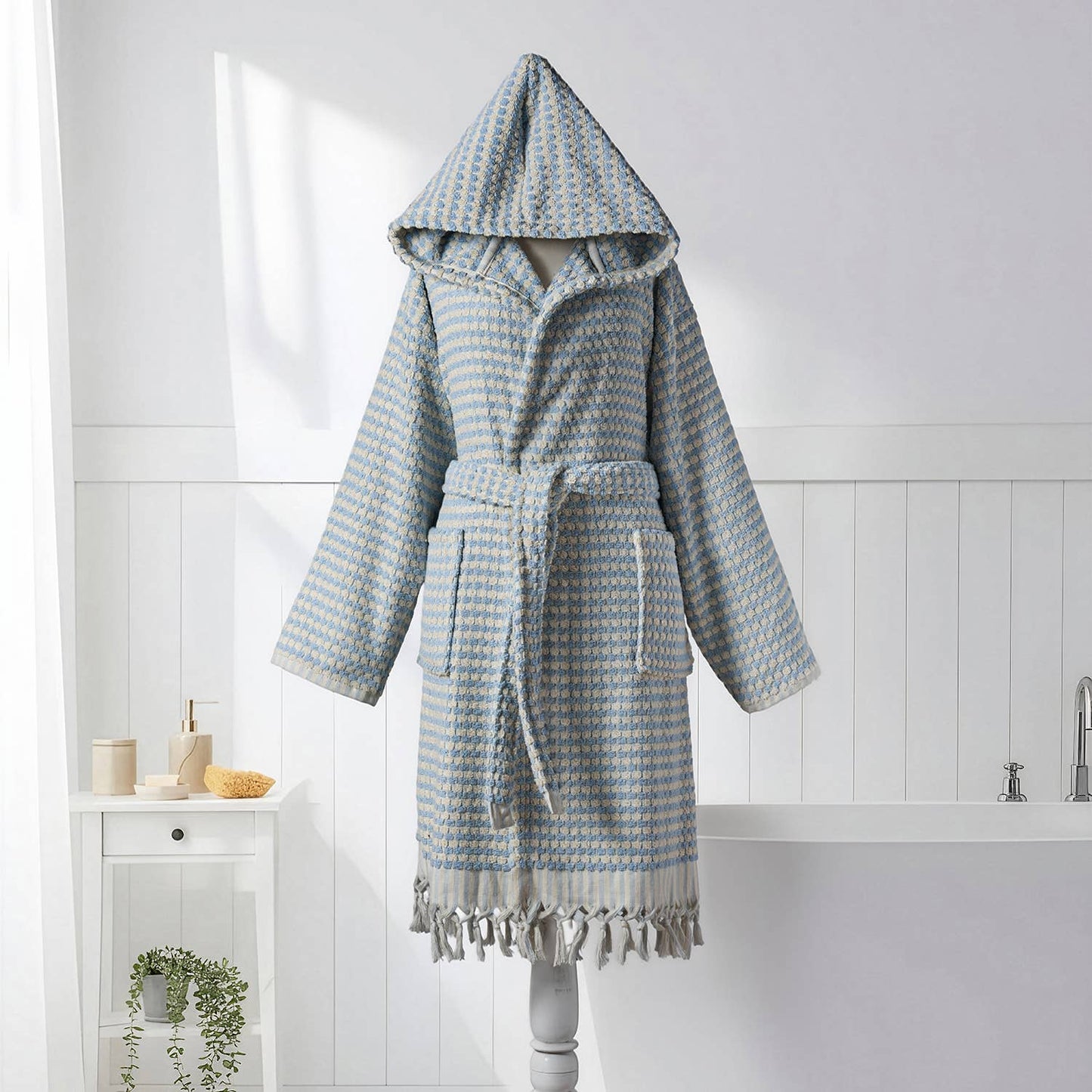 Pom Pom Bathrobe Handloom Turkish Cotton Resort Heavy Luxury