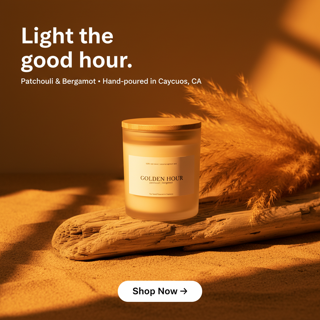Golden Hour candle ad creative