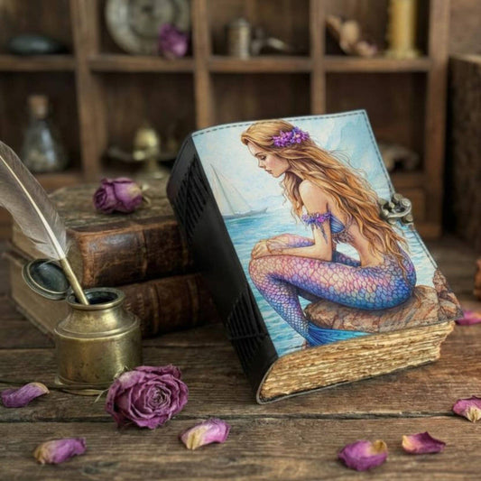 Mermaid Journal Notebook – Fantasy Ocean Art Leather Book