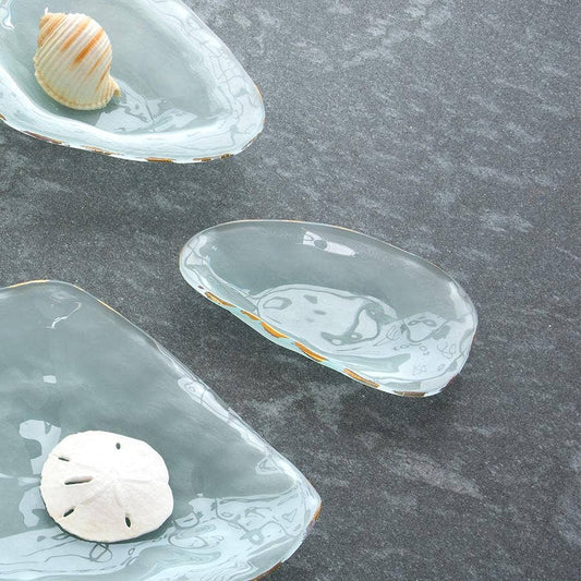 Annieglass Medium Coquina Shell — Smithsonian Collection | Frosted Glass with 24k Gold