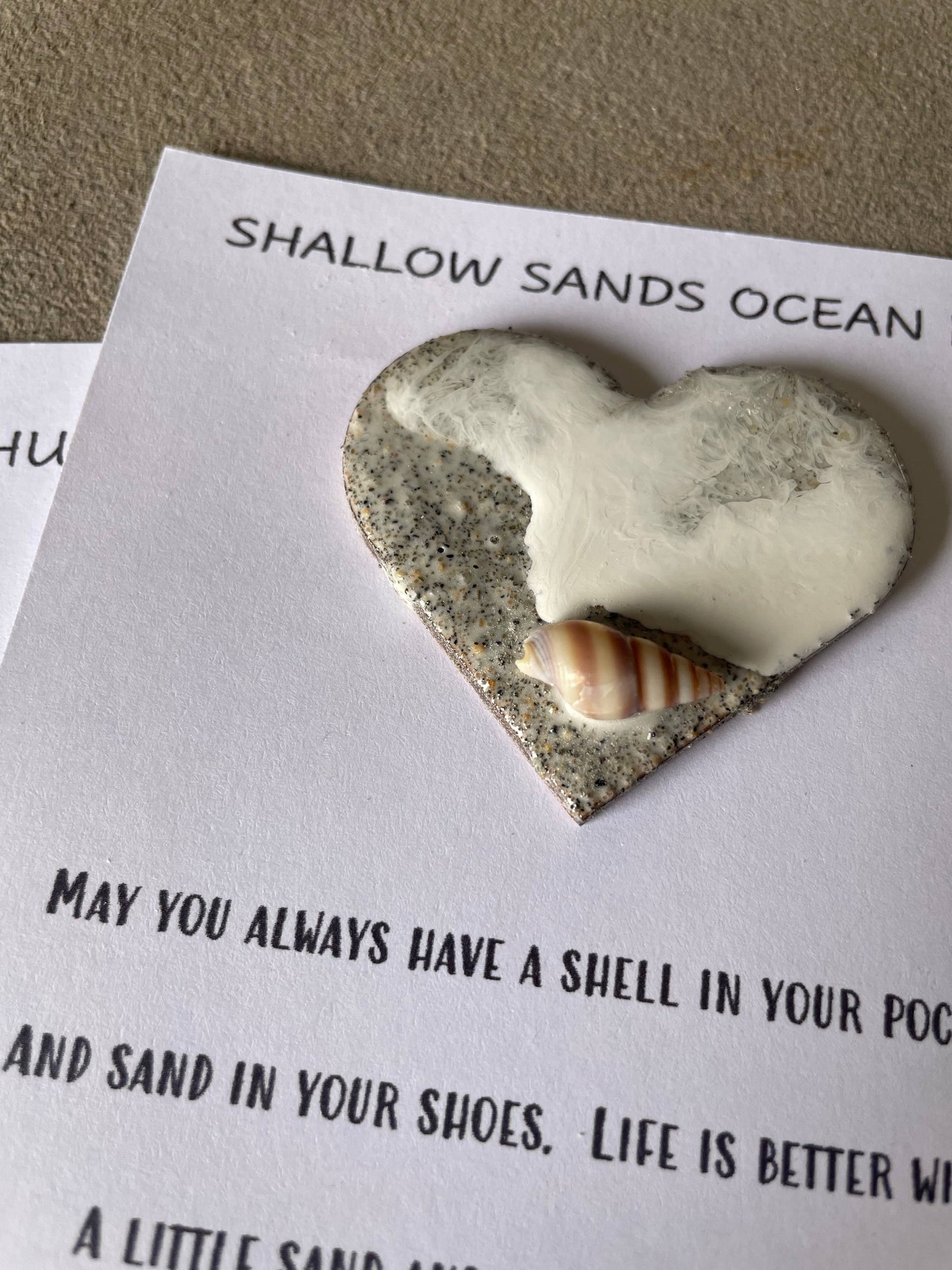 Shallow Sands Ocean Hug Card -  Handmade Resin Heart