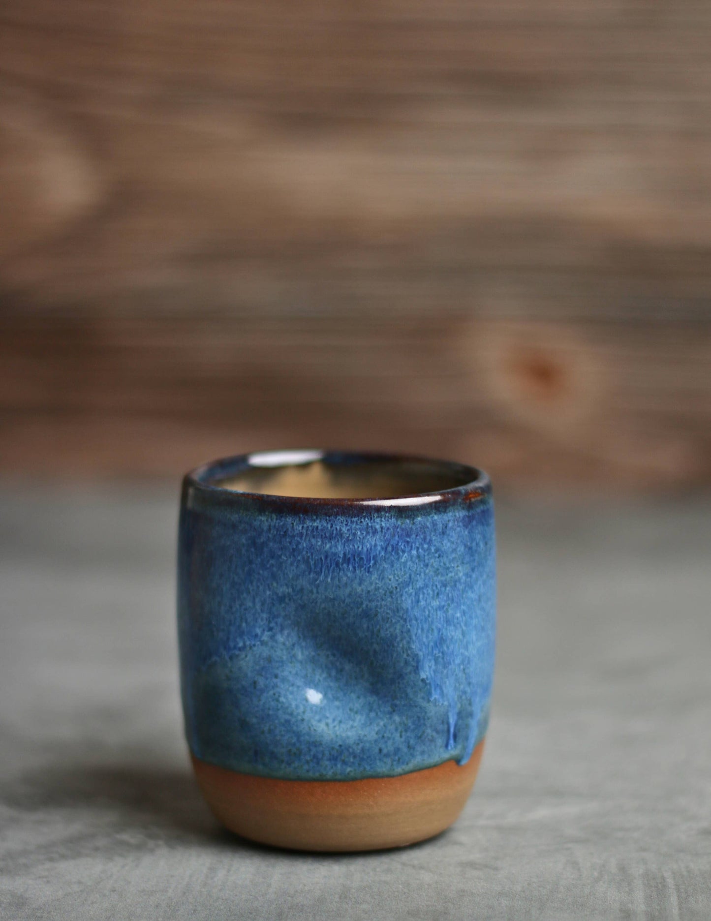 Handmade Ceramic Thumb Cup - Blue