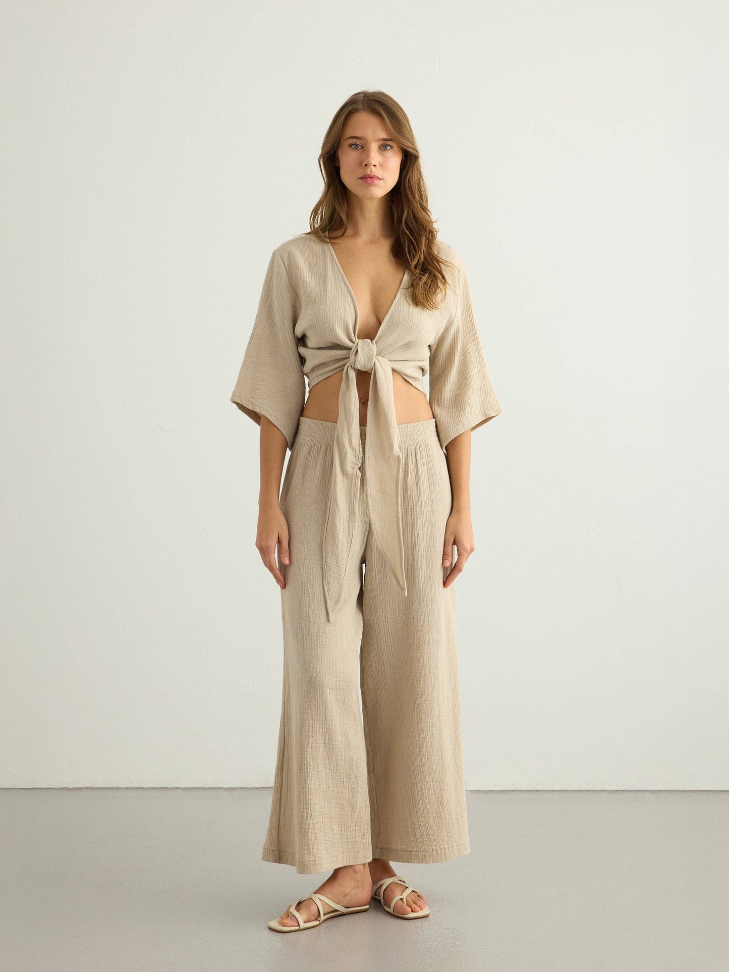 Aura Wrap Top - Oatmeal