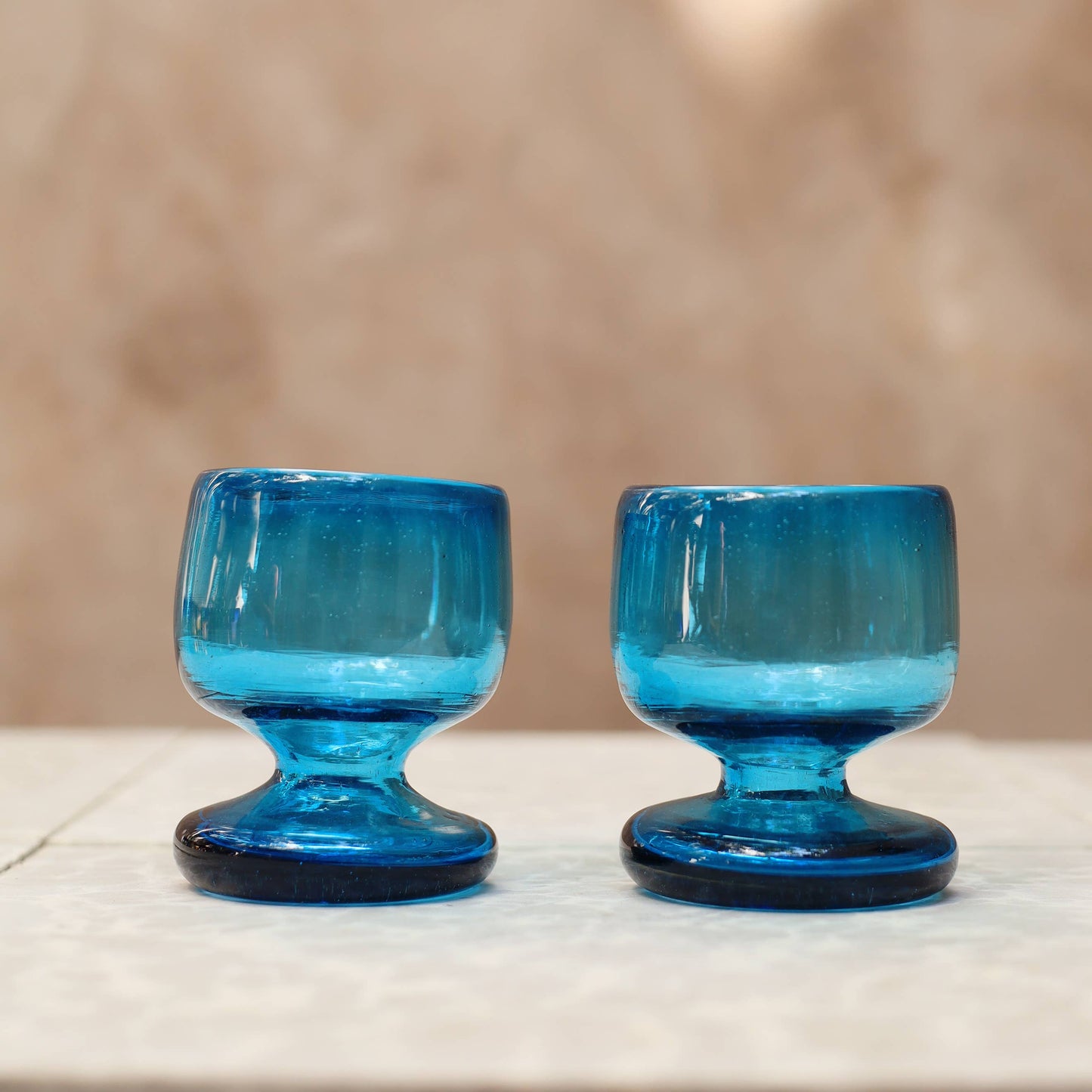 Hand Blown Turquoise Glass Copa - 8 ounces - 250 ml  