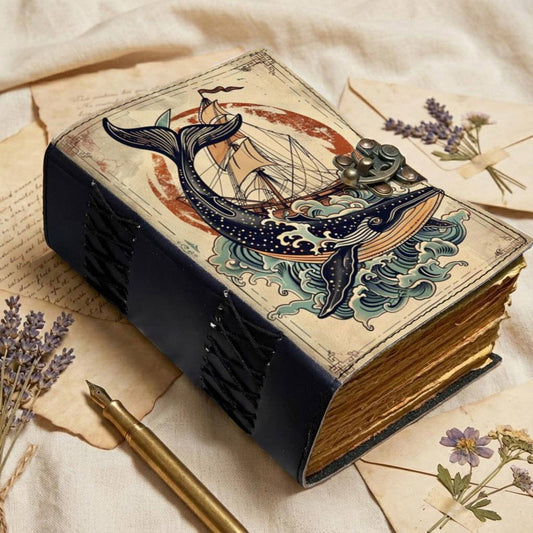 Whale Leather Journal – Handmade Nautical Notebook with Lock