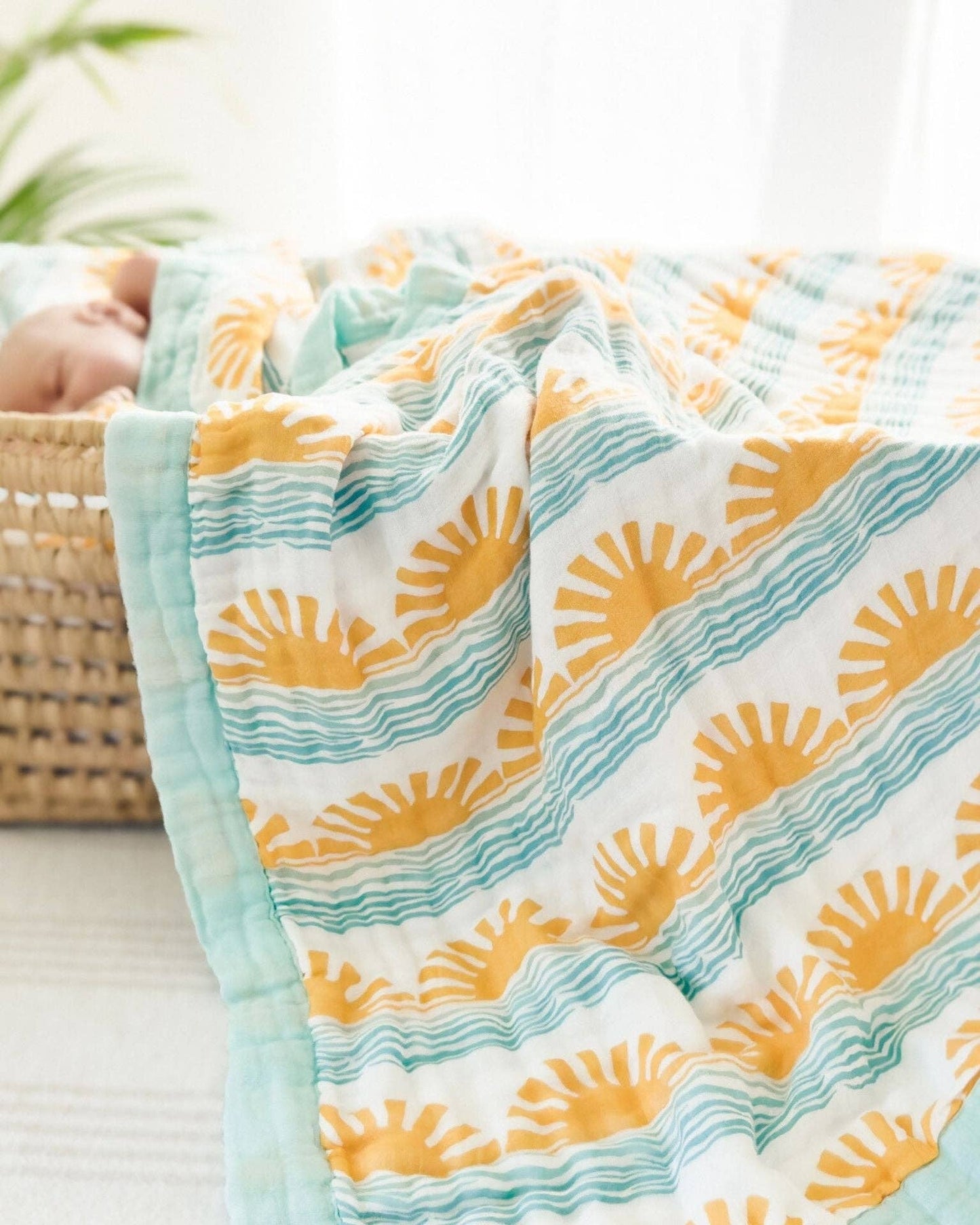 Sun + Wave Print 6-Layer Organic Baby Blanket