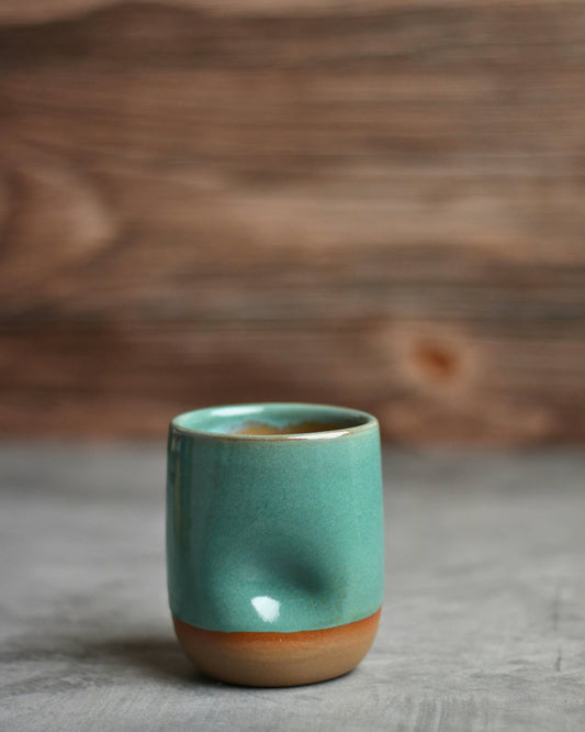 Handmade Ceramic Thumb Cup - Teal