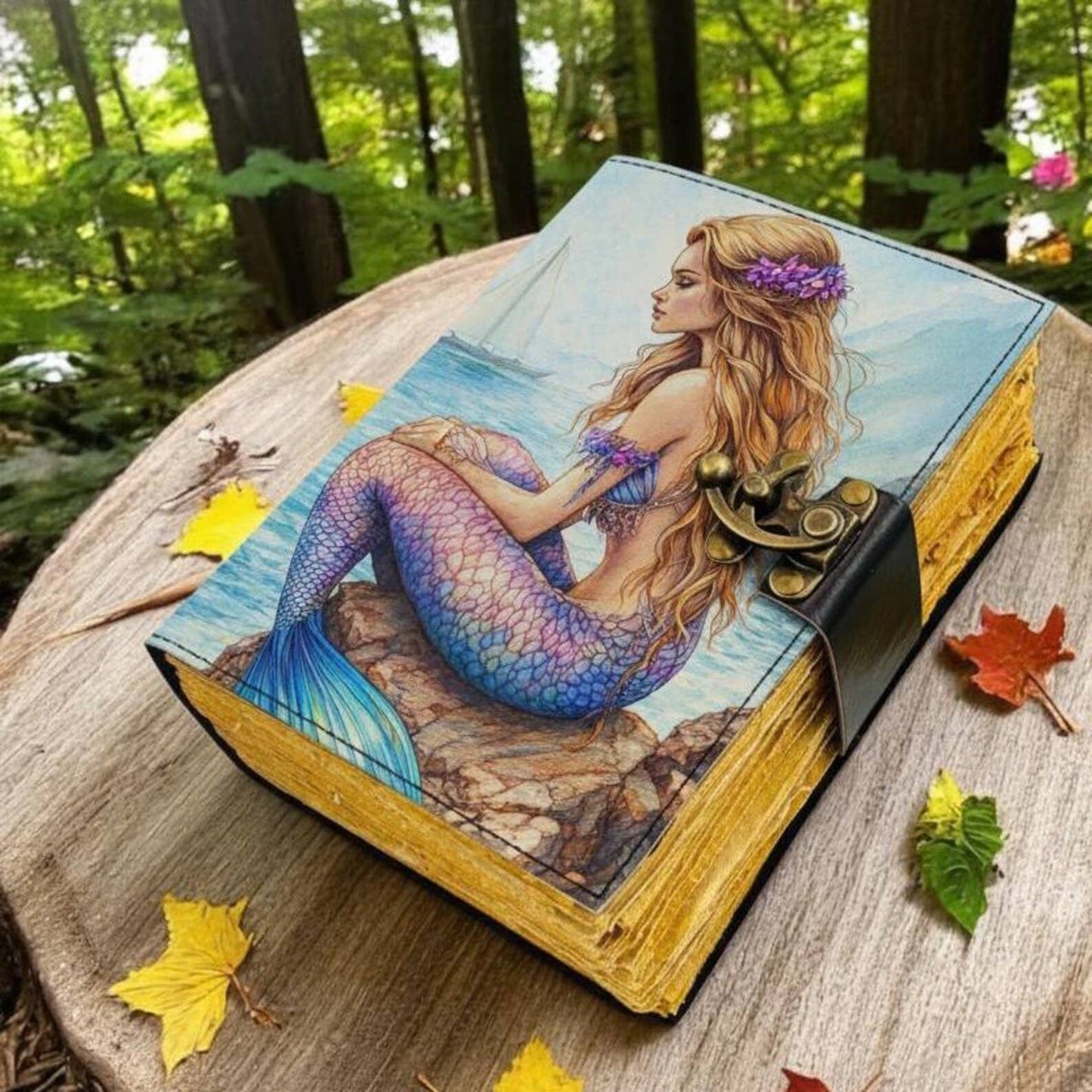 Mermaid Journal Notebook – Fantasy Ocean Art Leather Book