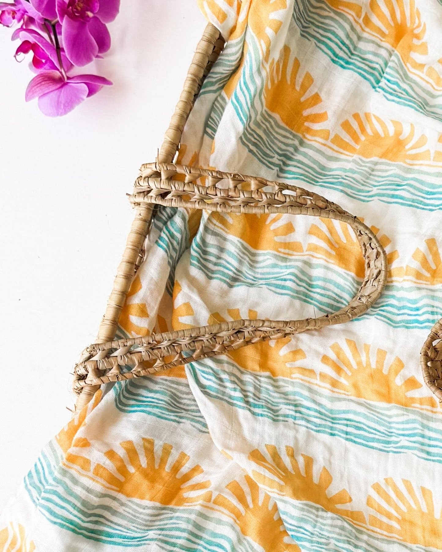 Sun + Wave Organic Baby Swaddle | Surfer Nursery Decor