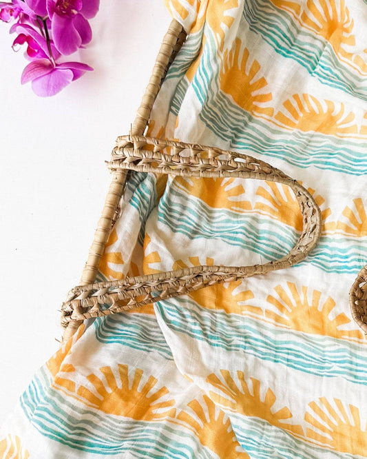 Sun + Wave Organic Baby Swaddle - detail view