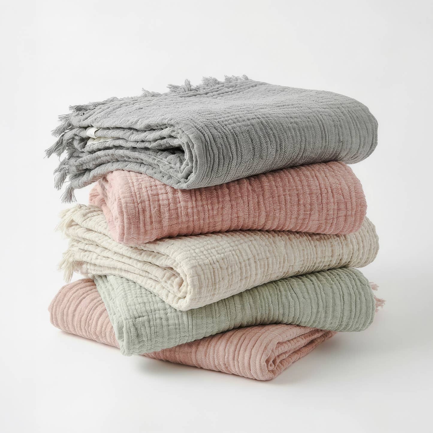 4-Layer Muslin Cotton Throw Blanket — Organic Cotton Gauze | Lightweight Bed or Couch Throw