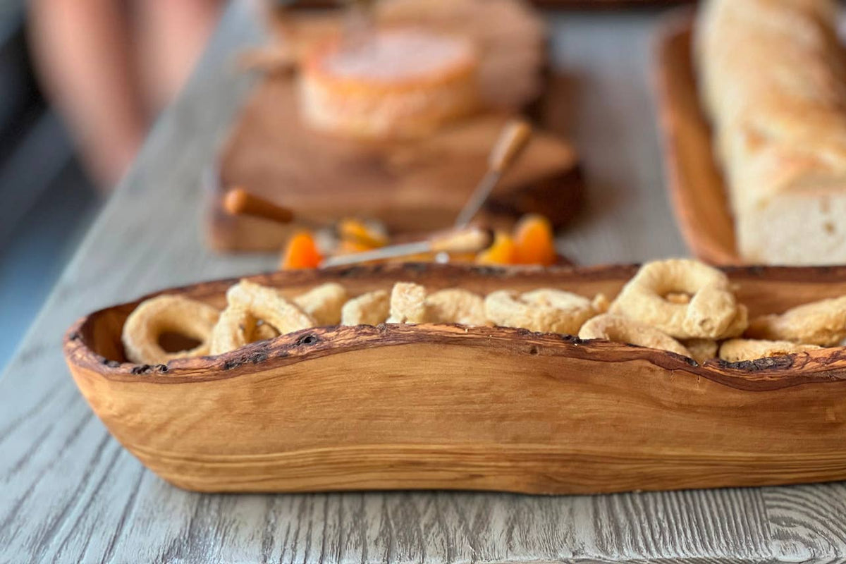 Italian Olivewood Boat Bowl - Live Edge