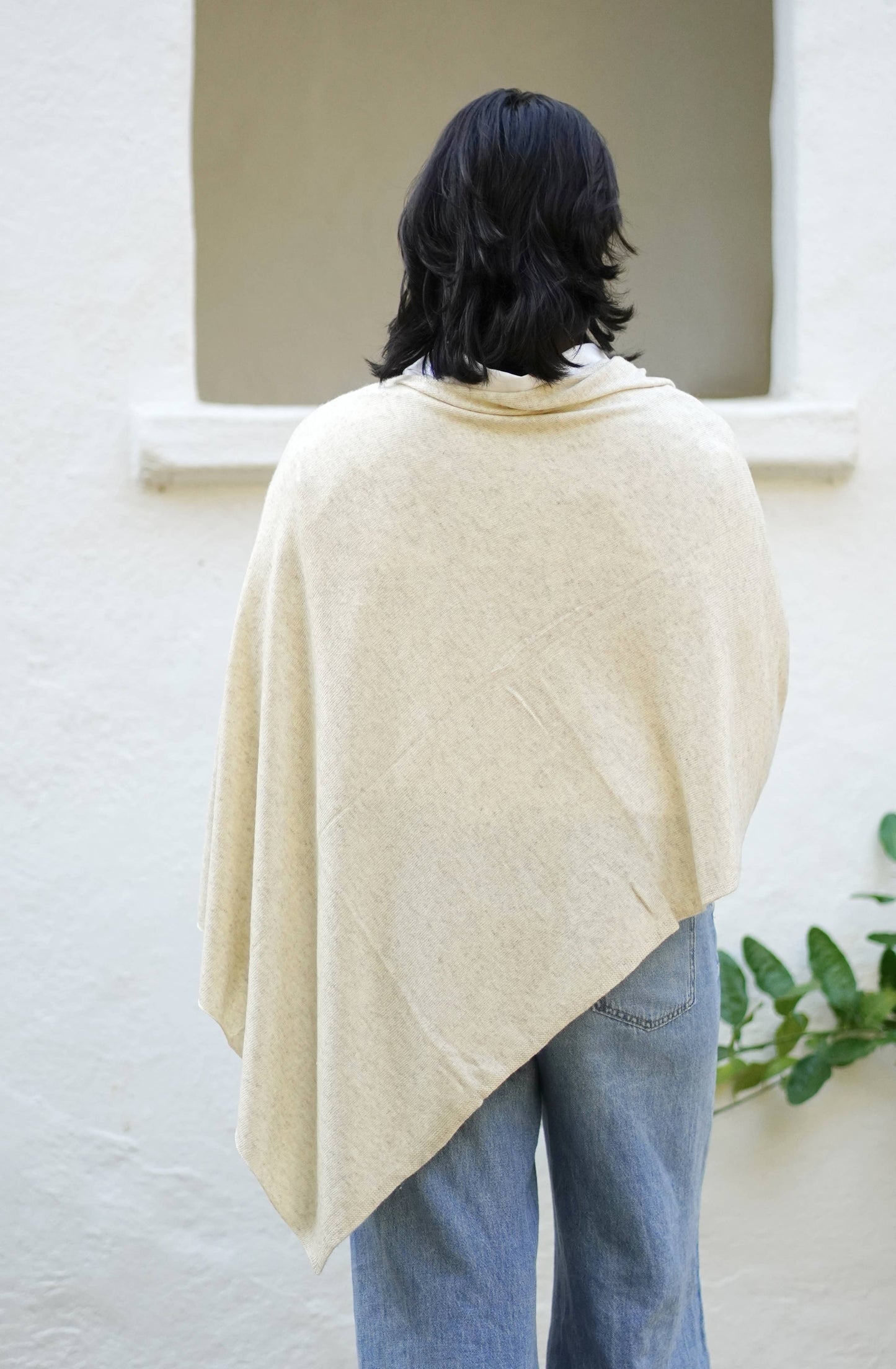 Cashmere Poncho Oatmeal 