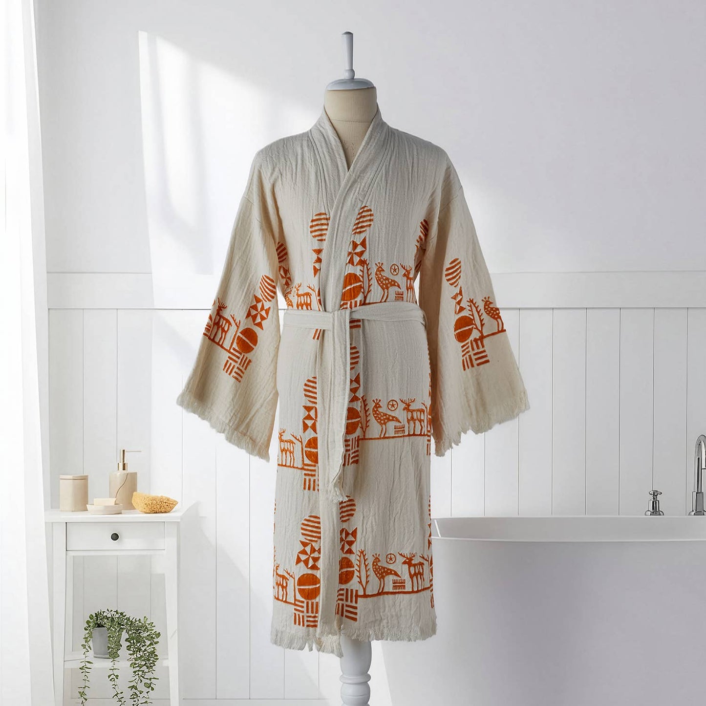 Block Printed Turkish Cotton Light-Weight Summer Kimono Robe