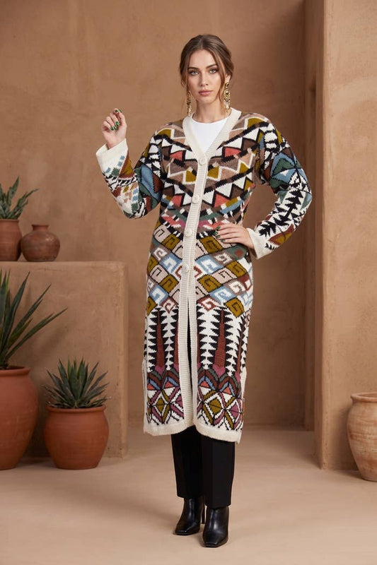 Hand Knit  100% Alpaca Cardigan Duster