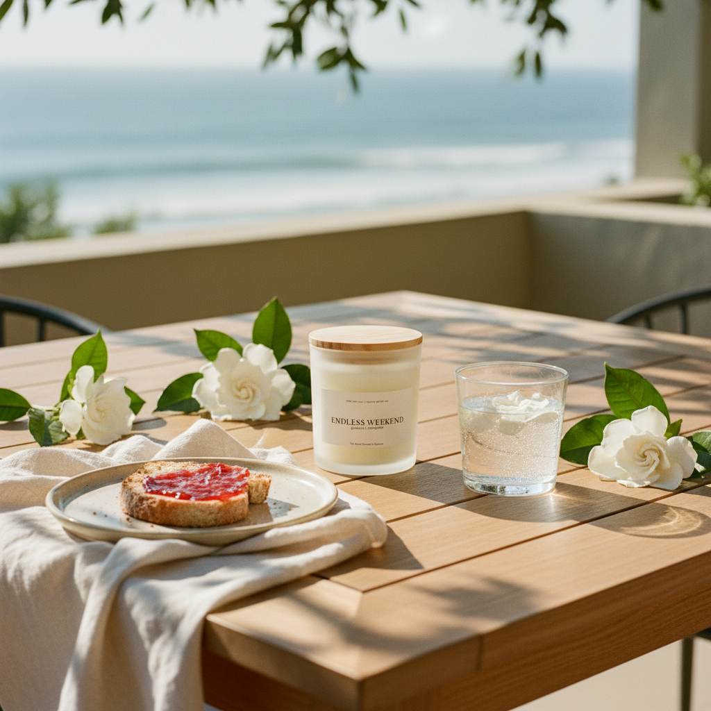 Endless Weekend candle lifestyle — California terrace Sunday