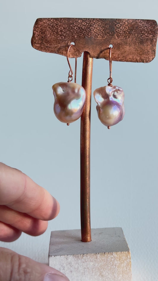 Pretty in Pink Baroque Pearl Drop Earrings