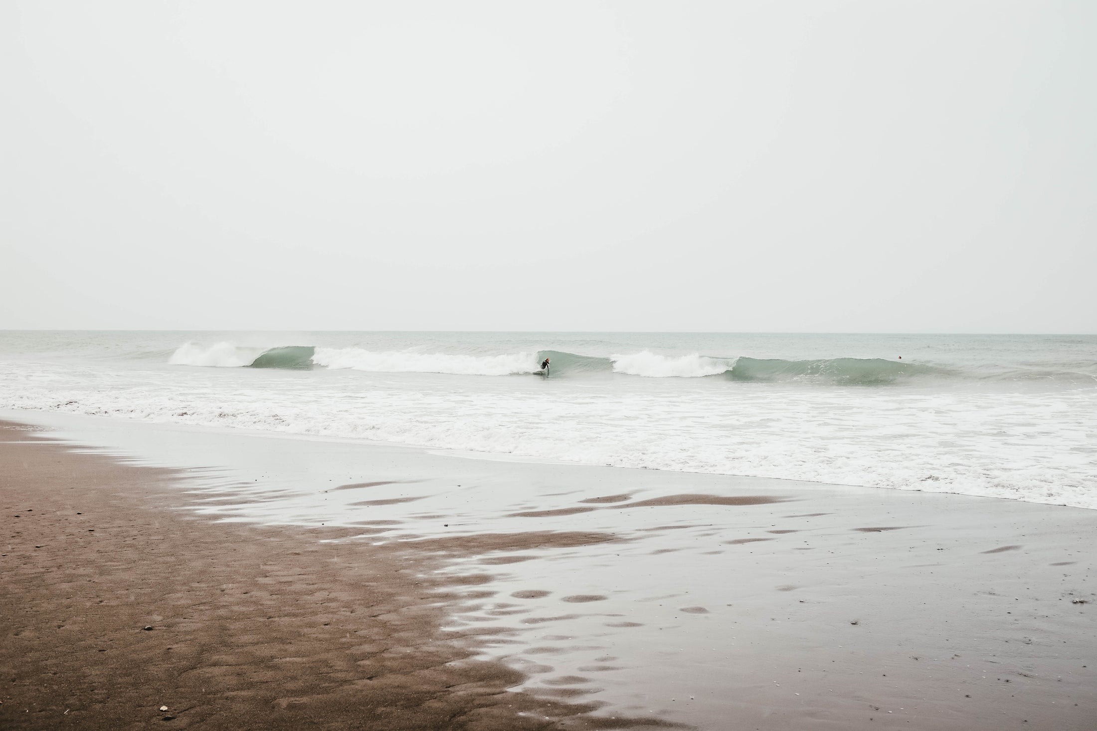 Waves rolling in on an overcast morning, Cayucos